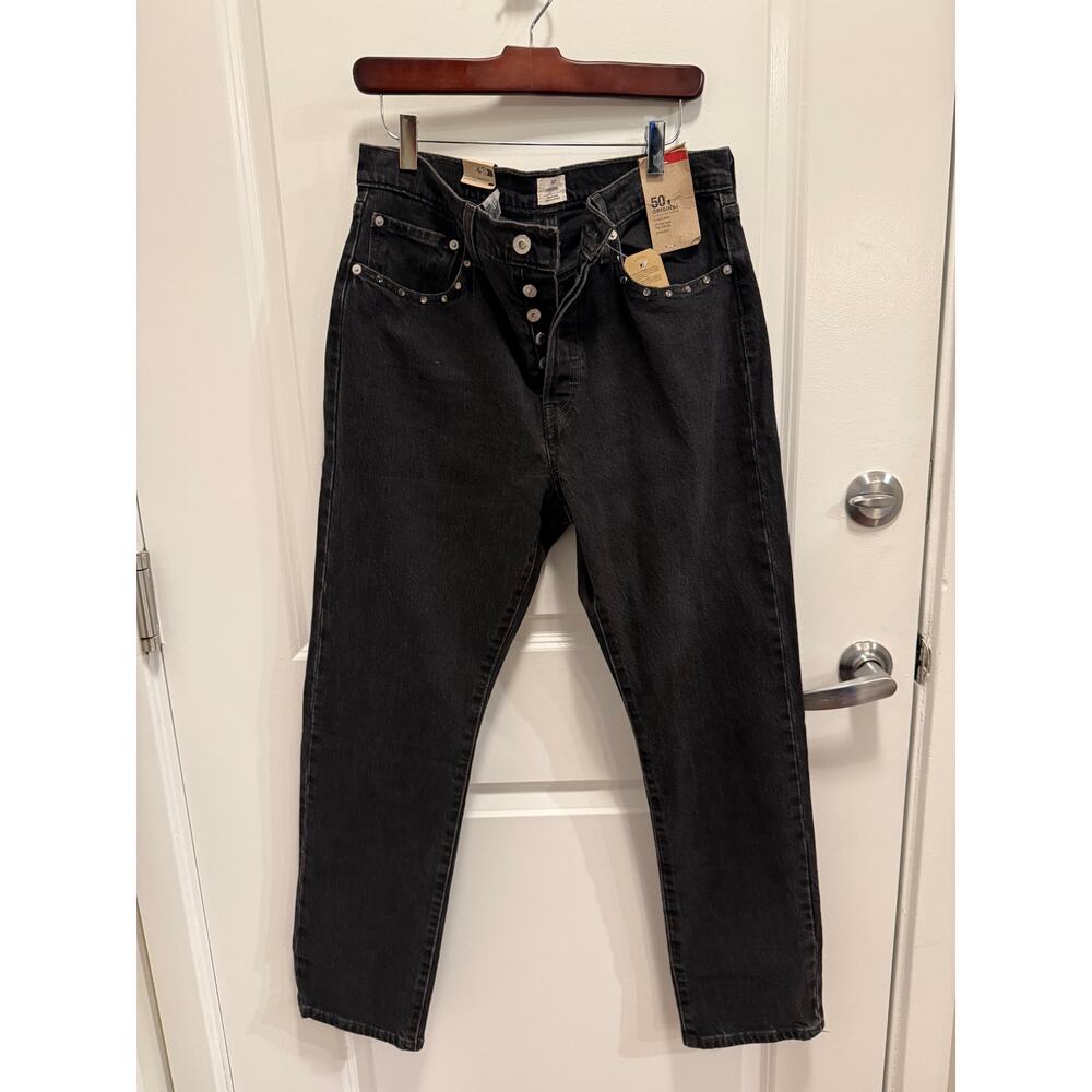 Levi’s 501 Original Jeans Women Black Studded Button Fly Straight Leg NWT79